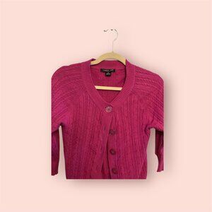Magenta Cardigan with Big Buttons
